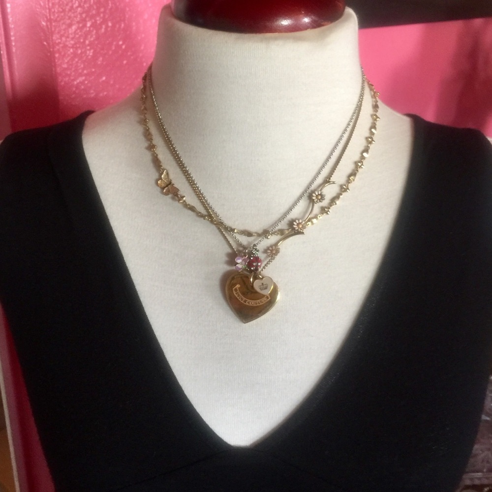 Juicy Couture heart 3 strand necklace
